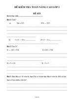 Đề kiểm tra Toán nâng cao lớp 2