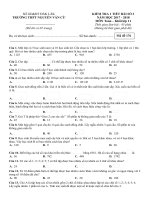 Đề kiểm tra 1 tiết bài số 3 Đại số lớp 11 năm 2017-2018 - THPT Nguyễn Văn Cừ - Mã đề 176