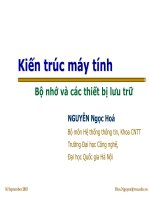 Bài giảng Kiến trúc máy tính: Bộ nhớ và các thiết bị lưu trữ - Nguyễn Ngọc Hóa - TRƯỜNG CÁN BỘ QUẢN LÝ GIÁO DỤC THÀNH PHỐ HỒ CHÍ MINH