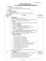 Thiết kế bài dạy Tiếng Anh 11 - Extra - Lesson plan - Period 3: Reported speech with infinitive