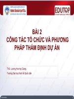 Bài giảng Thẩm định dự án đầu tư: Bài 2 - ThS. Lương Hương Giang - Trường Đại học Công nghiệp Thực phẩm Tp. Hồ Chí Minh