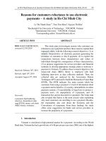Reasons for customers reluctance to use electronic payments – A study in Ho Chi Minh City - TRƯỜNG CÁN BỘ QUẢN LÝ GIÁO DỤC THÀNH PHỐ HỒ CHÍ MINH