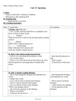 Thiết kế bài dạy môn học Tiếng Anh 11 - Unit 13: Speaking