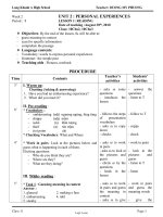 Thiết kế bài dạy Tiếng Anh 11 - Unit 2 Personal experiences - Lesson 1: Reading