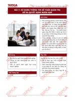 BÀI 7: SỬ DỤNG THÔNG TIN KẾ TOÁN QUẢN TRỊ ĐỂ RA QUYẾT ĐỊNH NGẮN HẠN