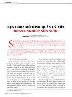 Lựa chọn mô hình quản lý vốn doanh nghiệp nhà nước - Trường Đại Học Quốc Tế Hồng Bàng