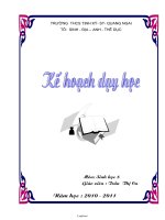 Kế hoach dạy học môn Sinh học 8 năm 2010 - 2011