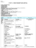 Thiết kế bài dạy môn Tiếng Anh khối lớp 11 - Unit 1: Friendship