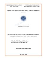Dissertation summary Organic chemistry: Study on the manufacturing and properties of gas barrier multilayers films and applications - Trường Đại học Công nghiệp Thực phẩm Tp. Hồ Chí Minh