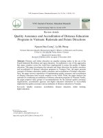 Đảm bảo và kiểm định chất lượng chương trình đào tạo đại học từ xa ở Việt Nam: Cơ sở lý luận và hướng triển khai