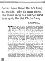Cơ bản hoàn thành đại hội Đảng bộ các cấp - tiền đề cho thành công của đại hội Đảng toàn quốc lần XI của Đảng
