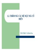 Bài giảng Lý thuyết mật mã và an toàn thông tin: Thám mã các hệ mật mã cổ điển - PGS.TS. Vũ Đình Hòa - Trường Đại Học Quốc Tế Hồng Bàng