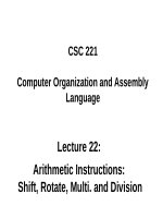 Lecture Computer organization and assembly language - Lecture 22: Arithmetic Instructions: Shift, Rotate, Multi and Division - TRƯỜNG CÁN BỘ QUẢN LÝ GIÁO DỤC THÀNH PHỐ HỒ CHÍ MINH