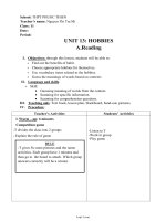 Thiết kế bài dạy môn học Tiếng Anh 11 - Unit 13: Hobbies - A.reading