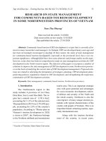 Research on state management for community-based tourism development in some Northwestern provinces of Vietnam - Trường Đại học Công nghiệp Thực phẩm Tp. Hồ Chí Minh