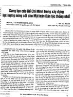 Sáng tạo của Hồ Chí Minh trong xây dựng lực lượng nòng cốt cho mặt trận dân tộc thống nhất.