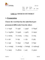 Thiết kế bài dạy môn học Tiếng Anh 11 - Unit 11: Sources of energy
