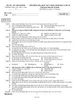 Đề kiểm tra học kỳ I môn Sinh học lớp 10