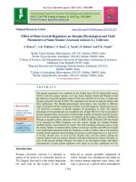 Effect of plant growth regulators on morpho-physiological and yield parameters of some sesame (Sesamum indicum L.) Cultivars - TRƯỜNG CÁN BỘ QUẢN LÝ GIÁO DỤC THÀNH PHỐ HỒ CHÍ MINH