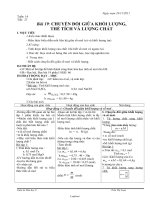 Giáo án Hóa học 8 - Trần Thị Loan - Tiết 27: Chuyển đổi giữa khối lượng, thể tích và lượng chất