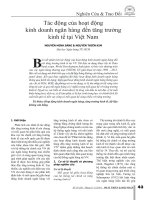 Tác động của hoạt động kinh doanh ngân hàng đến tăng trưởng kinh tế tại Việt Nam - Trường Đại Học Quốc Tế Hồng Bàng