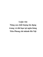 Luận văn Nâng cao chất lượng tín dụng trung dài hạn ngân hàng Tiên Phong chi nhánh Hà Nội