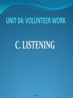 Thiết kế bài dạy môn Tiếng Anh 11 - Unit 04: Volunteer work - C: Listening