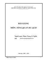 Bài giảng môn Tổng quan du lịch: Phần I – GV. Phạm Trọng Lê Nghĩa