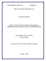Tóm tắt Luận văn Thạc sĩ Quản lý công: Quản lý nhà nước về thương mại - dịch vụ trên địa bàn quận Hoàng Mai, thành phố Hà Nôi