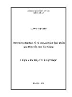 Thực hiện pháp luật về vệ sinh an toàn thực phẩm qua thực tiễn tỉnh bắc giang 