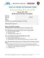 Đề thi GLTH ATGT Lớp 3 năm học 2018 - 2019