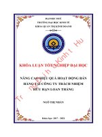 Luận văn kinh tế NÂNG CAO HIỆU QUẢ HOẠT ĐỘNG BÁN HÀNG TẠI CÔNG TY TRÁCH NHIỆM HỮU HẠN LOAN THẮNG