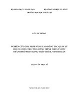Nghiên cứu giải pháp nâng cao công tác quản lý chất lượng thi công công trình thoát nước thành phố phan rang tháp chàm ninh thuận 