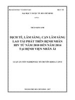 dịch tễ, lâm sàng, cận lâm sàng lao tái phát trên bệnh nhân hiv từ năm 2010 đến năm 2014 tại bệnh viện nhân ái 