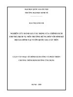 Nghiên cứu đánh giá tác động của chính sách chi trả dịch vụ môi trường rừng đối với sinh kế hộ gia đình tại vườn quốc gia cát tiên 