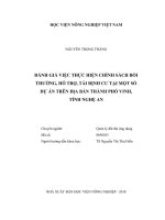 Đánh giá việc thực hiện chính sách bồi thường, hỗ trợ, tái định cư tại một số dự án trên địa bàn thành phố vinh, tỉnh nghệ an   