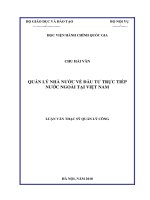 Luận văn Thạc sĩ Quản lý công: Quản lý nhà nước về đầu tư trực tiếp nước ngoài tại Việt Nam