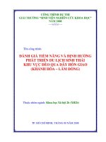 Đánh giá tiềm năng và định hướng phát triển du lịch sinh thái khu vực đèo qua dãy hòn giao (khánh hòa   lâm đồng)    công trình dự thi giải thưởng sinh viên nghiên cứu khoa học năm 2008  