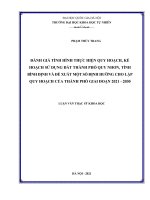 Đánh giá tình hình thực hiện quy hoạch, kế hoạch sử dụng đất thành phố quy nhơn, tỉnh bình định và đề xuất một số định hướng cho lập quy hoạch của thành phố giai đoạn 2021   2030 