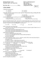 Kiểm tra chất lượng học kỳ I môn: Vật lý 11 - Trường THPT Lục Ngạn Số 4