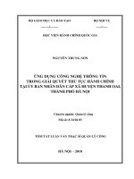 Tóm tắt Luận văn Thạc sĩ Quản lý công: Ứng dụng công nghệ thông tin trong giải quyết thủ tục hành chính tại Ủy ban nhân dân cấp xã, huyện Thanh Oai, Hà Nội