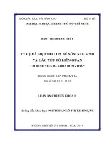 tỷ lệ bà mẹ cho con bú sớm sau sinh và các yếu tố liên quan tại bệnh viện đa khoa đồng tháp 