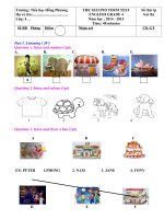 Đề KT cuối kì 2 - Tiếng Anh- Lớp 4 - năm học 2015-2016