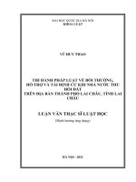 Thi hành pháp luật về bồi thường hỗ trợ, tái định cư khi nhà nước thu hồi đất trên địa bàn thành phố lai châu tỉnh lai châu 