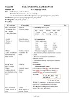 Bài soạn môn học Tiếng Anh 11 - Period 13 - Unit 2: Personal experiences - E: Language focus