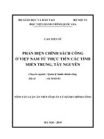 Tóm tắt Luận văn Thạc sĩ Quản lý hành chính công: Phản biện chính sách công từ thực tiễn các tỉnh miền Trung, Tây Nguyên