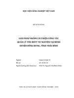 Giải pháp nhằm cải thiện công tác quản lý thu bảo hiểm y tế tự nguyện tại bảo hiểm xã hội huyện đông hưng, tỉnh thái bình   