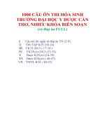1000 CÂU ÔN THI HÓA SINH TRƯỜNG ĐẠI HỌC Y DƯỢC CẦN THƠ, NHIỀU KHÓA BIÊN SOẠN TỔNG HỢP (có đáp án FULL)