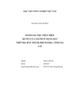 Đánh giá việc thực hiện quyền của người sử dụng đất trên địa bàn thành phố pleiku, tỉnh gia lai   