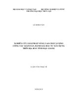 Nghiên cứu giải pháp nâng cao chất lượng công tác giám sát, đánh giá đầu tư xây dựng trên địa bàn tỉnh hậu giang 